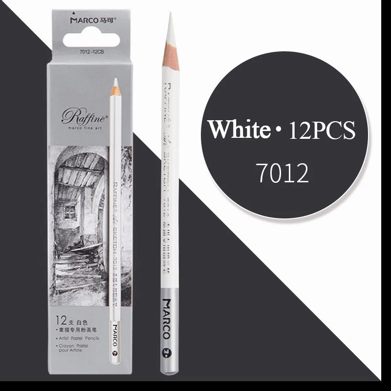 7011-White 12 шт. Профессиональный эскизный деревянный карандаш мягкие пастельные карандаши угольная ручка для студенческого рисования товары для рукоделия - Цвет: 7011-White