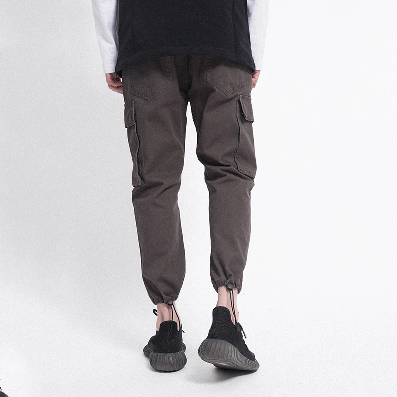 CHINISM Spring Summer Men's Big Pocket Brown Causal Cargo Pants Brand Clothing Military Cuff Compression Casual | Мужская одежда