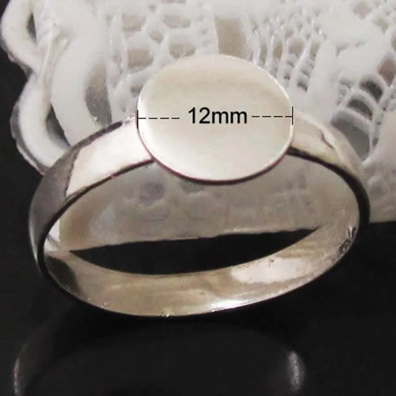 12mm US ring size 6 Beadsnice, 925 пробы, серебряная основа, пустая установка, подходит для 12 мм, плоская накладка, круглая, регулируемая, Ювелирная фурнитура для подарков, сделай сам, кольца - Окраска металла: 12mm US ring size 6