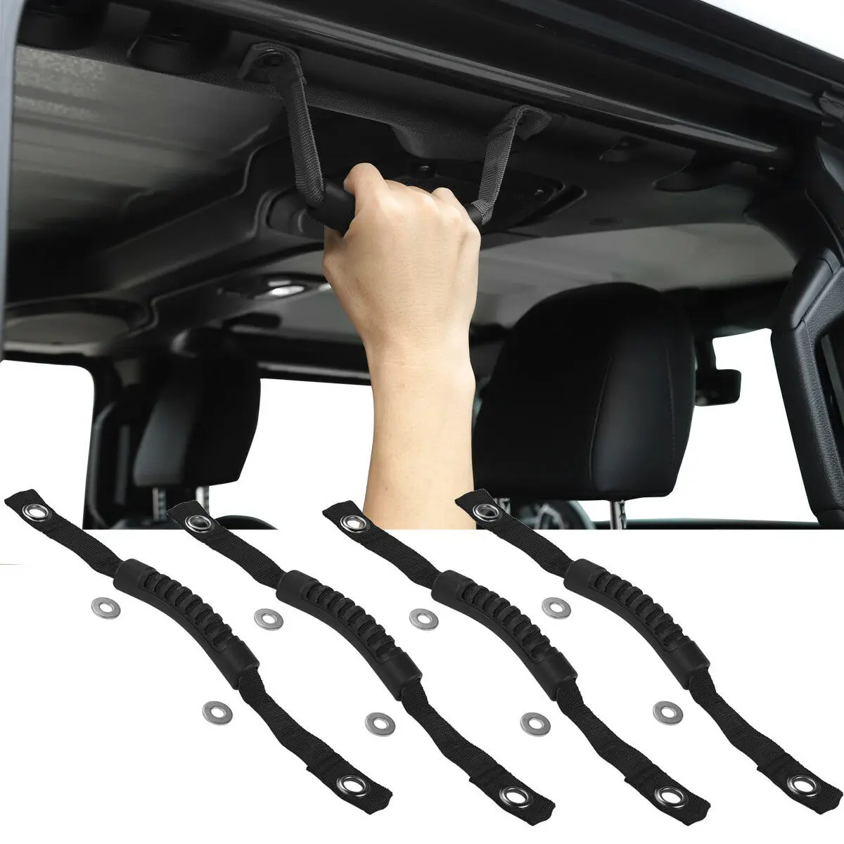 

new fit 2018 for Jeep Wrangler JL Sahara Rubicon Black Thin Roll Bar Grab Handles 4pcs