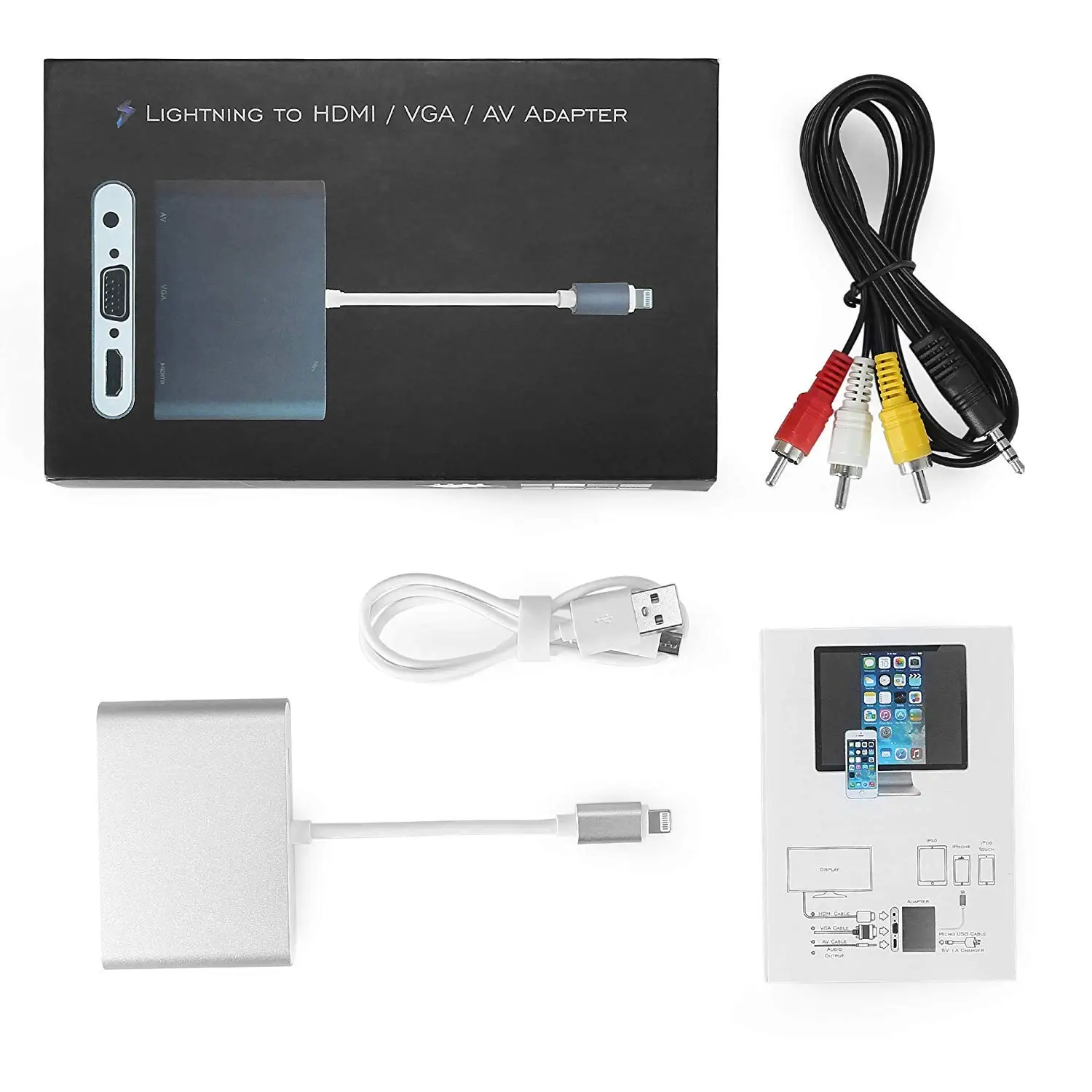 4 в 1 цифровой аудио видео HDTV конвертер для IPhone в HDMI VGA AV адаптер для IPhone Xs X XR 8 7 6plus для IPad Air/mini/pro