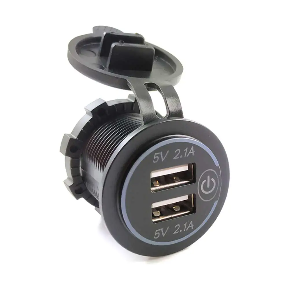 Универсальный 12 V-24 V мотоциклов автомобиль Лодка прикуривателя Dual USB Автомобильное зарядное устройство Зарядное устройство Мощность адаптер розетка с защитой штекеров для мобильного телефона
