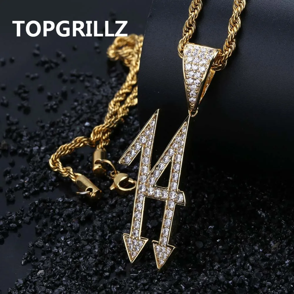 Мода 14 букв Iced Out кулон и ожерелья мужская женская циркониевая хип-хоп цепочки ювелирные изделия золотые подвески серебряного цвета для подарков