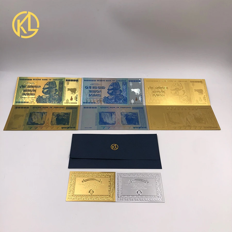 Оптовая продажа 1200 шт. за коробку сто триллионов/квинтиллион долларов Золотая