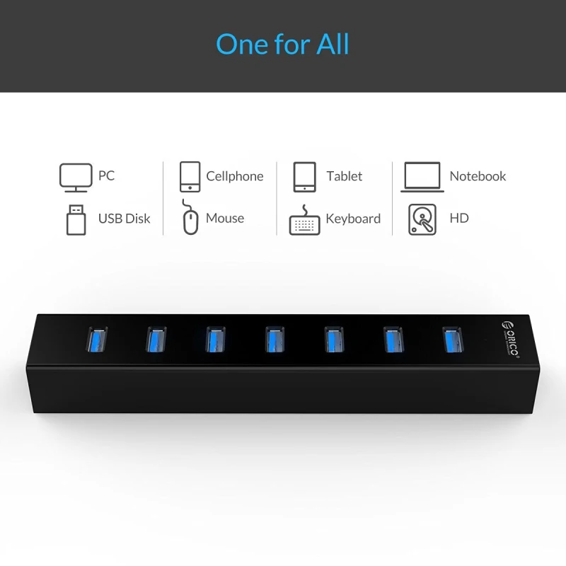 Высокоскоростной Концентратор ORICO с 7 портами USB 3 0 АБС-пластик цвет черный