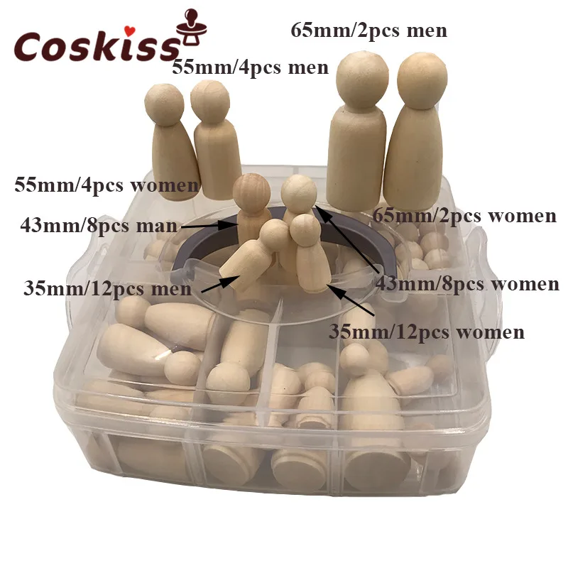 Mu&ntilde;ecas de clavija de madera de arce sin pintar para ni&ntilde;os, regalos de cumplea&ntilde;os hechos a mano, Pastel de Bodas sin terminar, mu&ntilde;ecas de decoraci&oacute;n, conjunto de juguetes de dentici&oacute;n-4