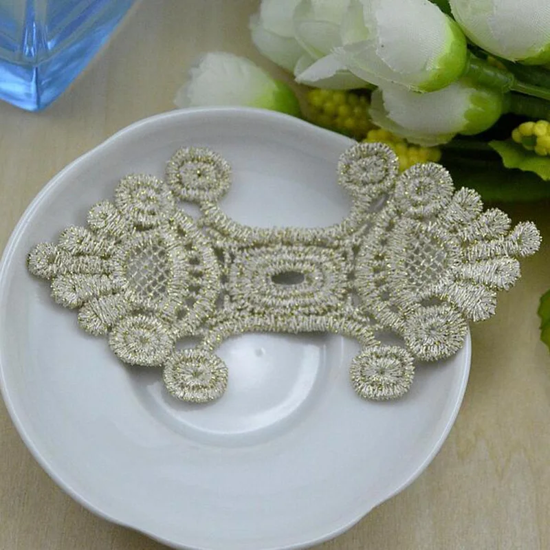 

25Pieces 5X10cm Lace Applique Patch Sewing Craft Clothes Gold Cords DIY Sewing Accessories Lovely Motif Lace Applique
