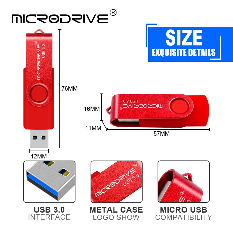 Металлический usb флеш накопитель USB 3 0 вращающийся 16 ГБ накопители 32 Гб карта