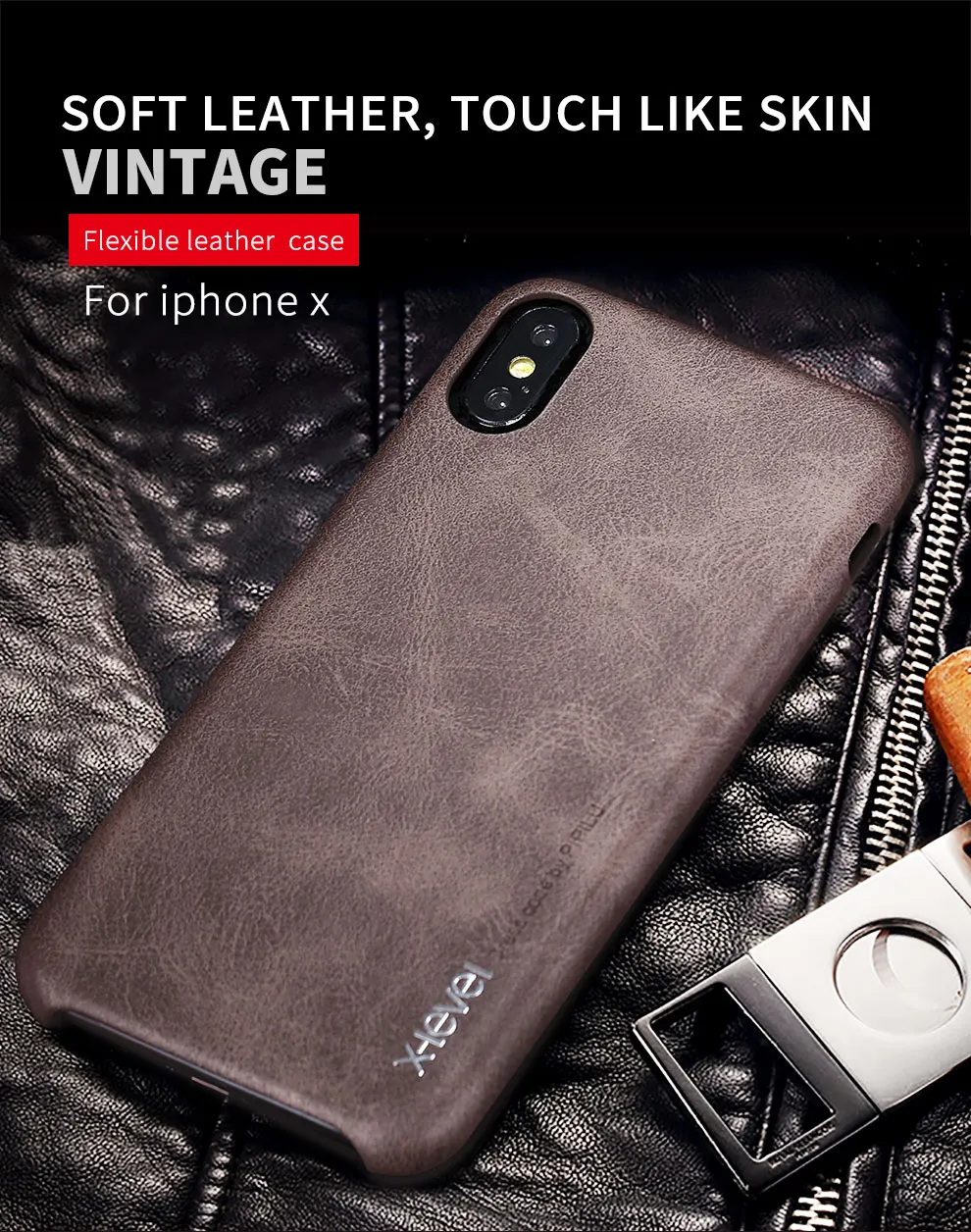 X-Level Retro Vintage Leather Case For iPhone X Ultra thin Protective Back Cover Capa for 8 Plus | Мобильные телефоны и