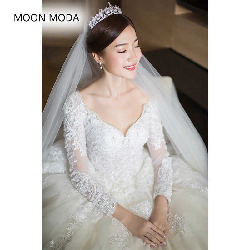 Vestidos de novia 2019 кружевное свадебное платье с длинными рукавами плюс размер