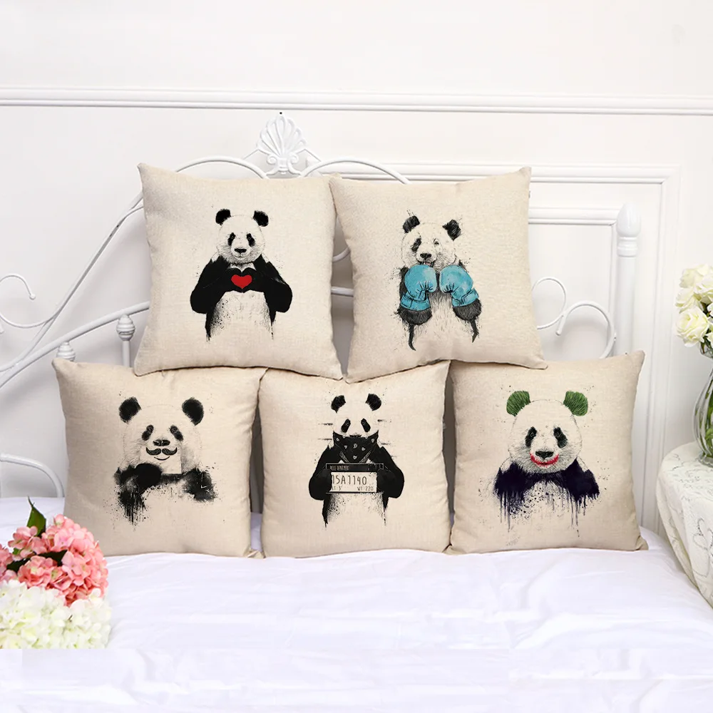 Панда Рисование набросков на каждый день для подушек из хлопка и льна