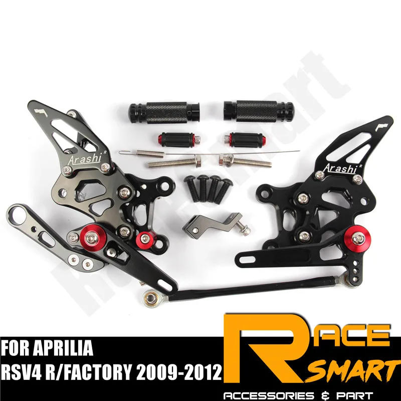 Для APRILIA RSV4 R/FACTORY 2009-2012 Задние подножки ног колышки педаль Аксессуары для мотоциклов ЧПУ Регулируемая Rearset подножки - Цвет: Black