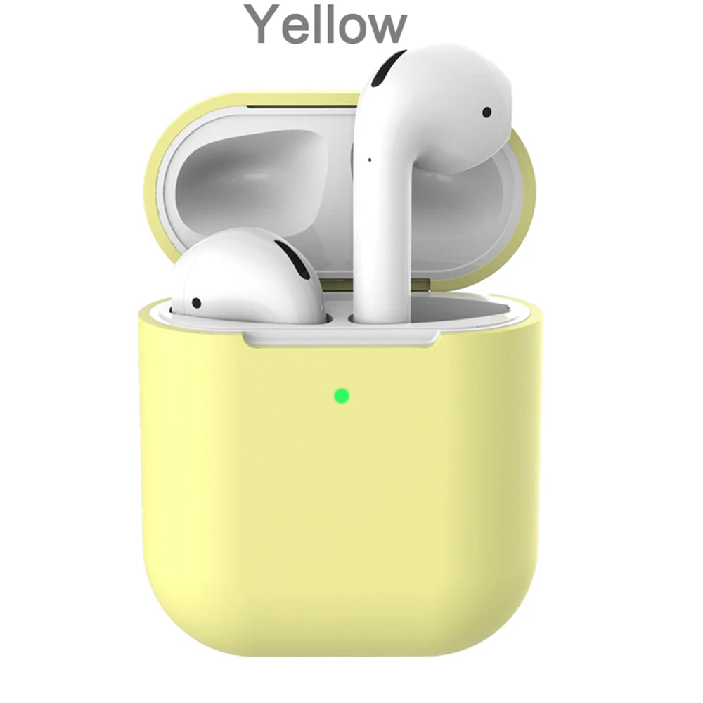 yellow 1 шт. мягкий силиконовый чехол из ТПУ для Airpods 2 защитный чехол для кожи пыленепроницаемый против потери тонкий беспроводной чехол для наушников - Цвет: yellow