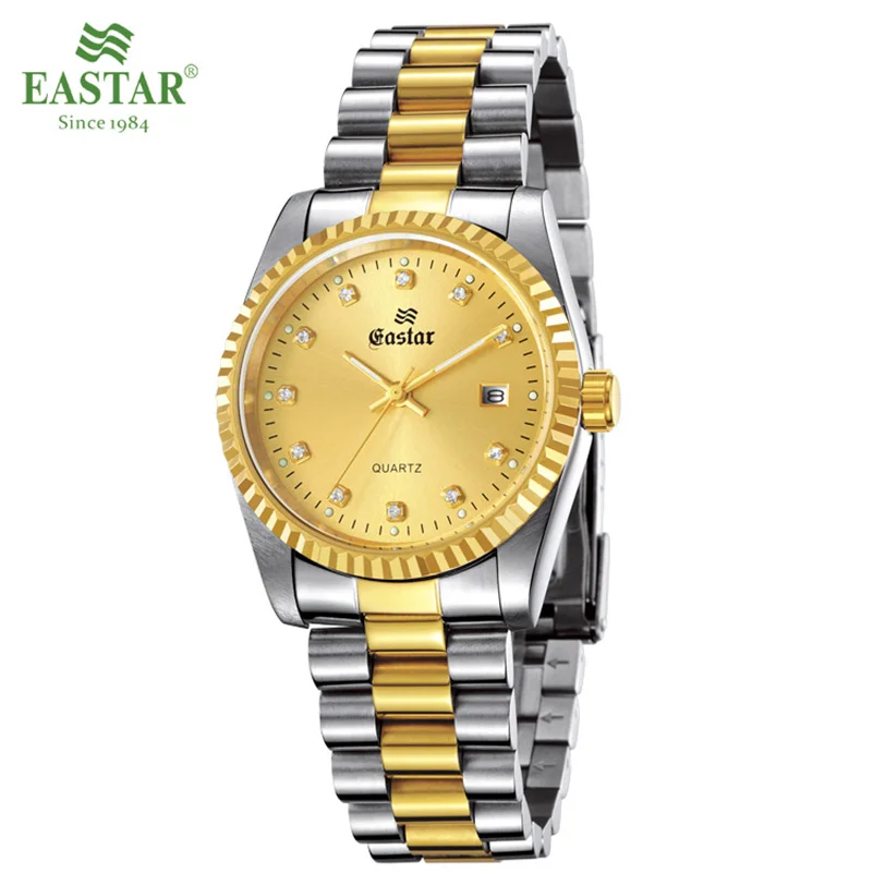 

Eastar Elegant Men Watch Waterproof 3ATM Calendar Date Stainless Steel Bracelet Clasp Fold-over Quartz Wrist Watch