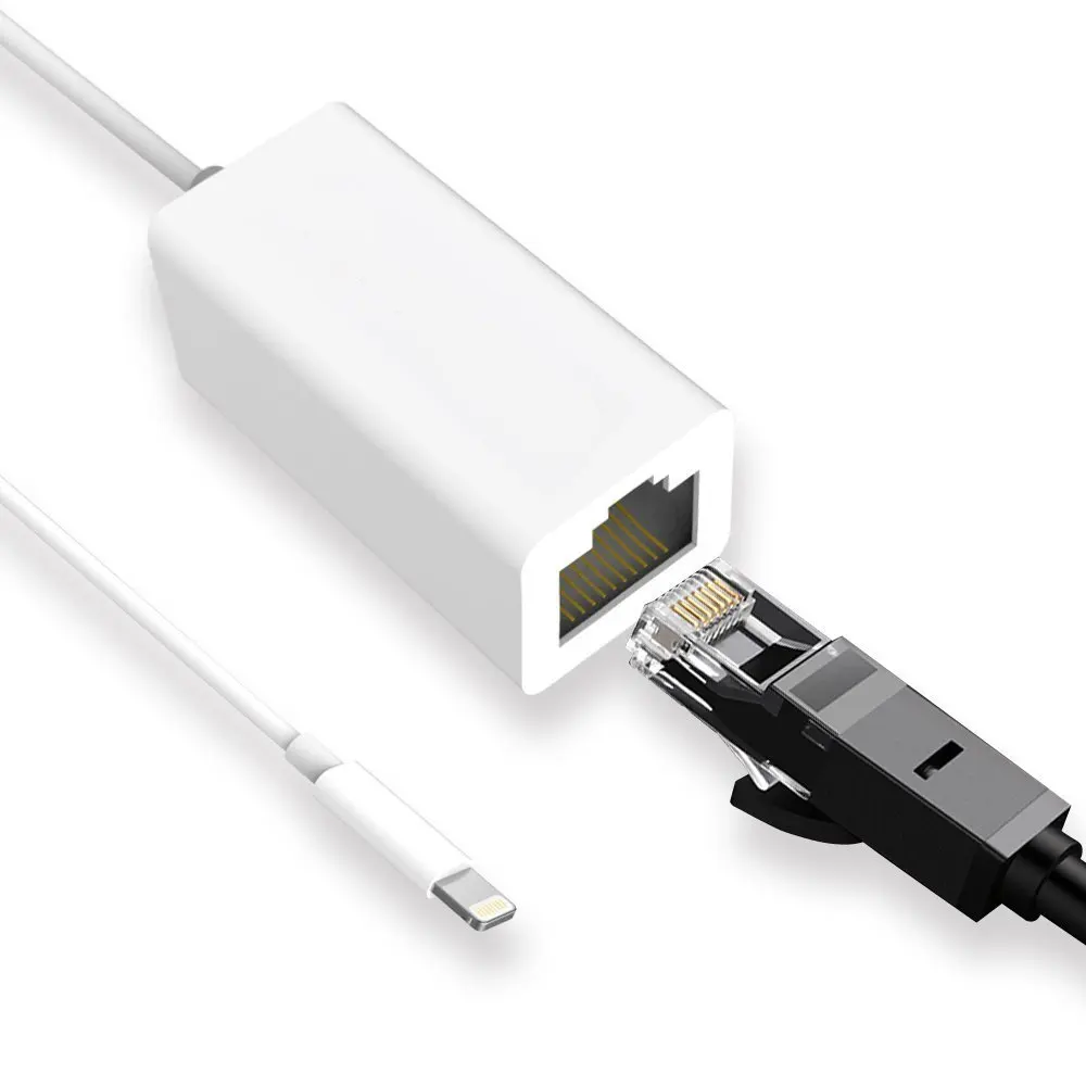 Для перехода от разъема Lightning к RJ45 Ethernet LAN проводной сетевой адаптер Благодаря