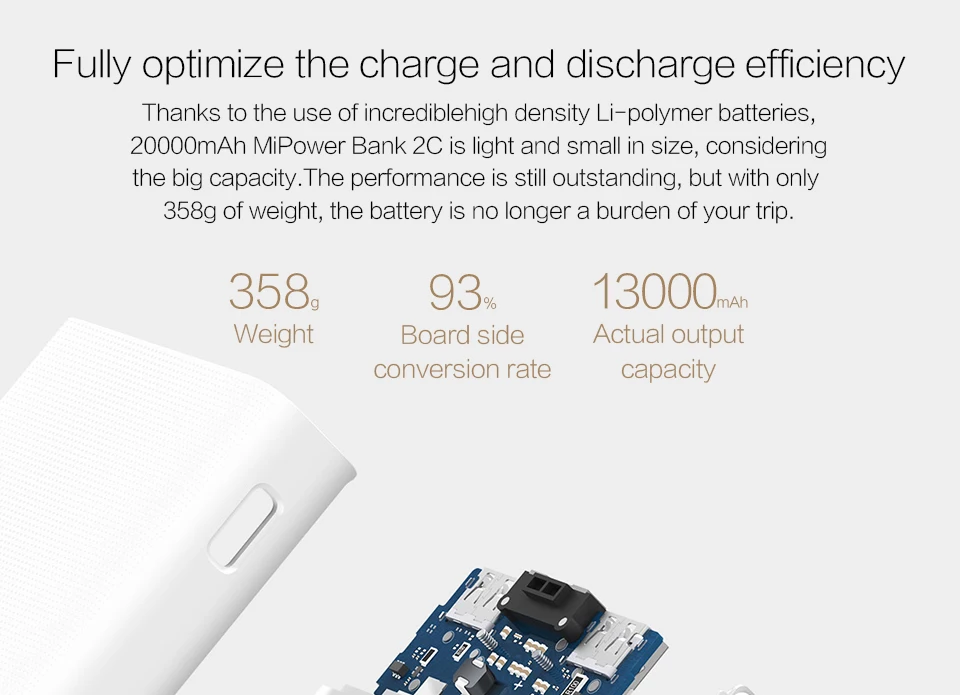 Xiao mi power Bank 2C 20000 мАч mi power bank Внешняя батарея двойной USB QC 3,0 Быстрая зарядка для мобильного телефона ноутбука