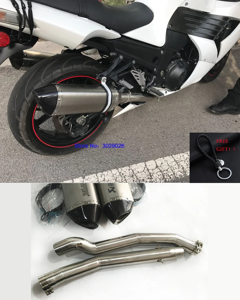 ZX14R ZZR1400 Слипоны для ZX 14R мотоцикла глушитель набор со средним звеном наклейка на
