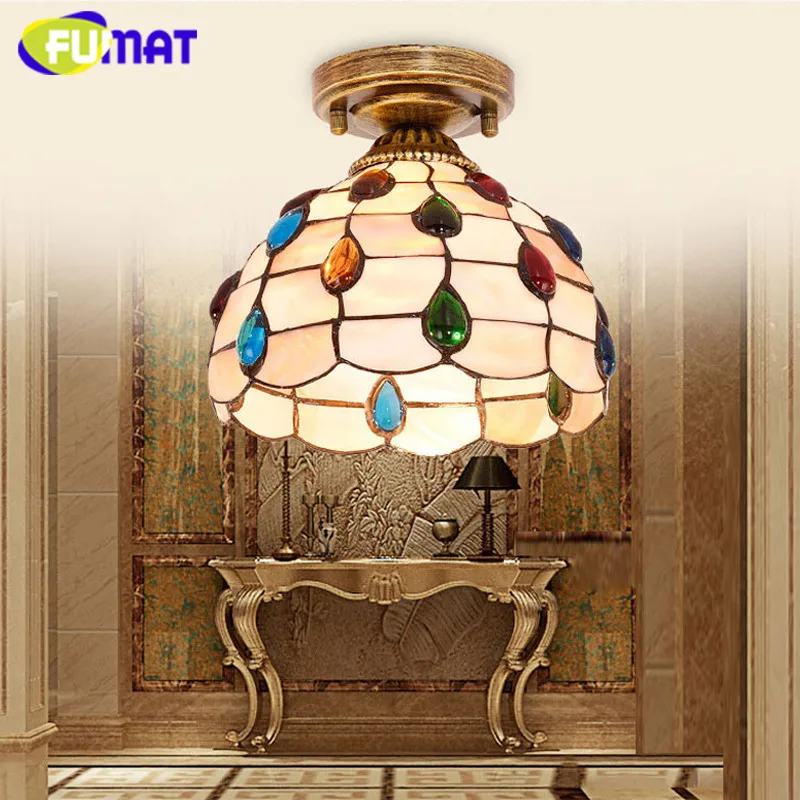 FUMAT потолочные светильники лампа Tiffany Витражная plafondlamp светодиодная