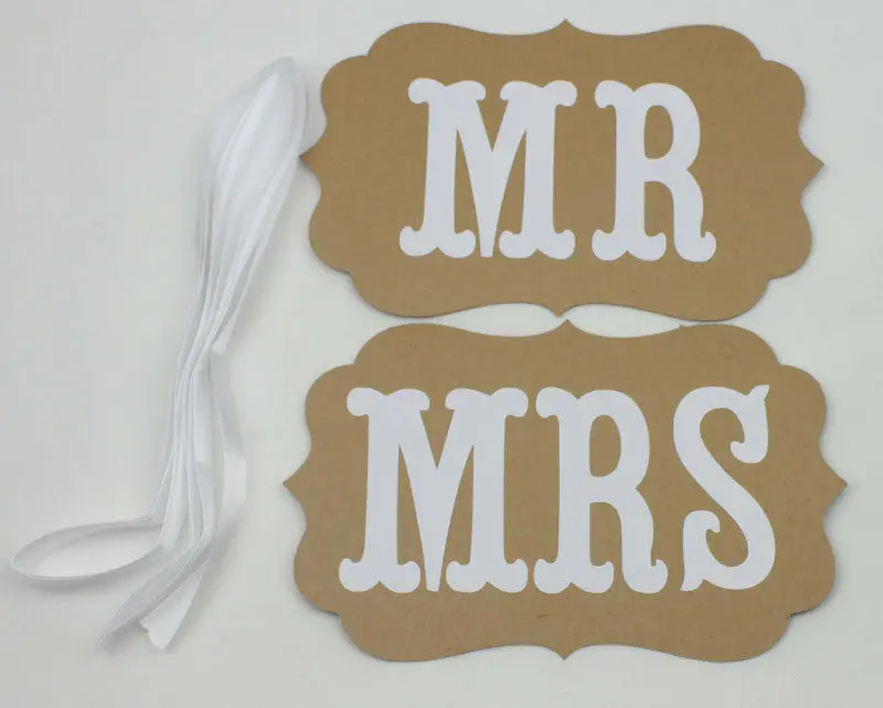 Персонализированные Имя 1 набор Винтаж Стиль Mr Mrs знак гессенская Свадьба милый