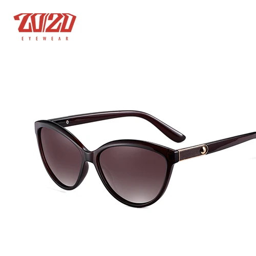 C02 Brown Brown 20/20 Бренд-Дизайн Cat eye Женские Солнцезащитные Очки Поляризованные Женские Солнцезащитные Очки Vintage Style Shades Очки Feminino minculos PL338 - Цвет линз: C02 Brown Brown