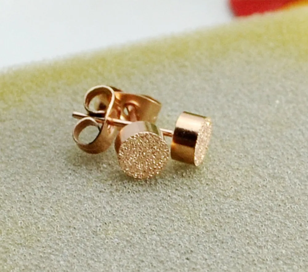Серьги-гвоздики женские из титановой стали розового золота | Украшения и