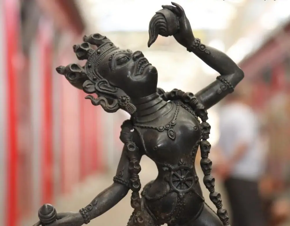Старая тибетская фиолетовая Бронзовая статуя Vajrayogini Vajravarahi Kalachakra богиня тара |