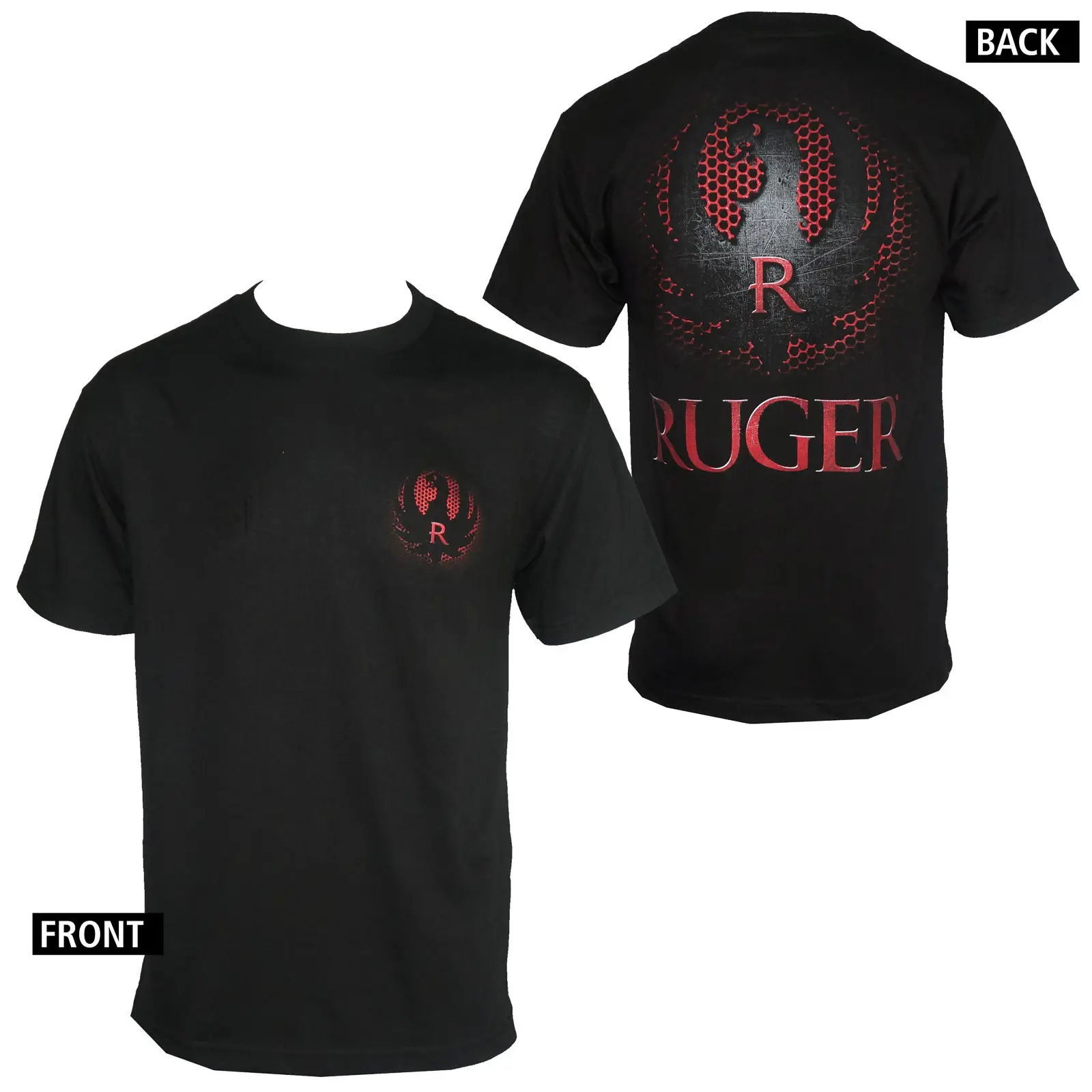 Лицензированный Ругер сетки вырезать логотип Для мужчин черный футболка S-3XL