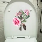 ZTTZDY 18,3*23,5 см Акварельная Роза креативная наклейка для сиденья унитаза Наклейка на стену для спальни Декор T2-0503