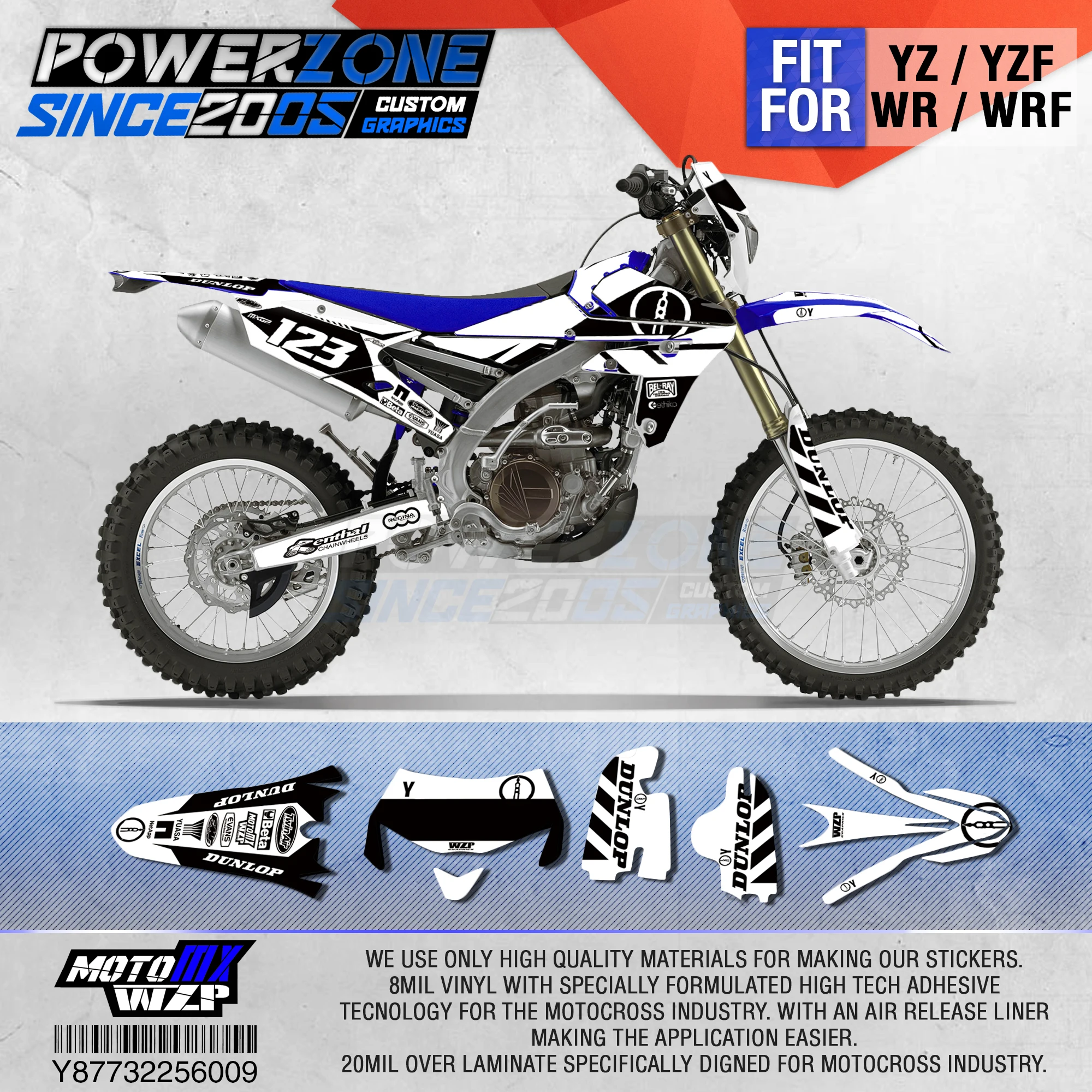

PowerZone Customized Team Graphics Backgrounds Decals 3M Custom Stickers For YAMAHA WR450F WR WRF 450cc 2016 2017 2018 2019 009
