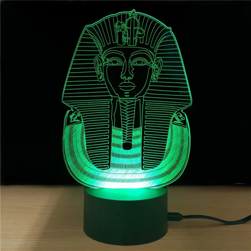 7 цветов Египетский Сфинкс настольная лампа 3D светодиодный визуальный Фараон