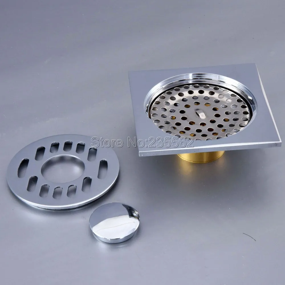 

Bathroom Accessory /Polished Chrome Brass Square Floor Waste Grates Bathroom Shower Drain Floor Drain lhr091