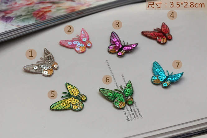 10 шт./лот аксессуары для одежды сделай сам бутик маленькая бабочка блестки патч