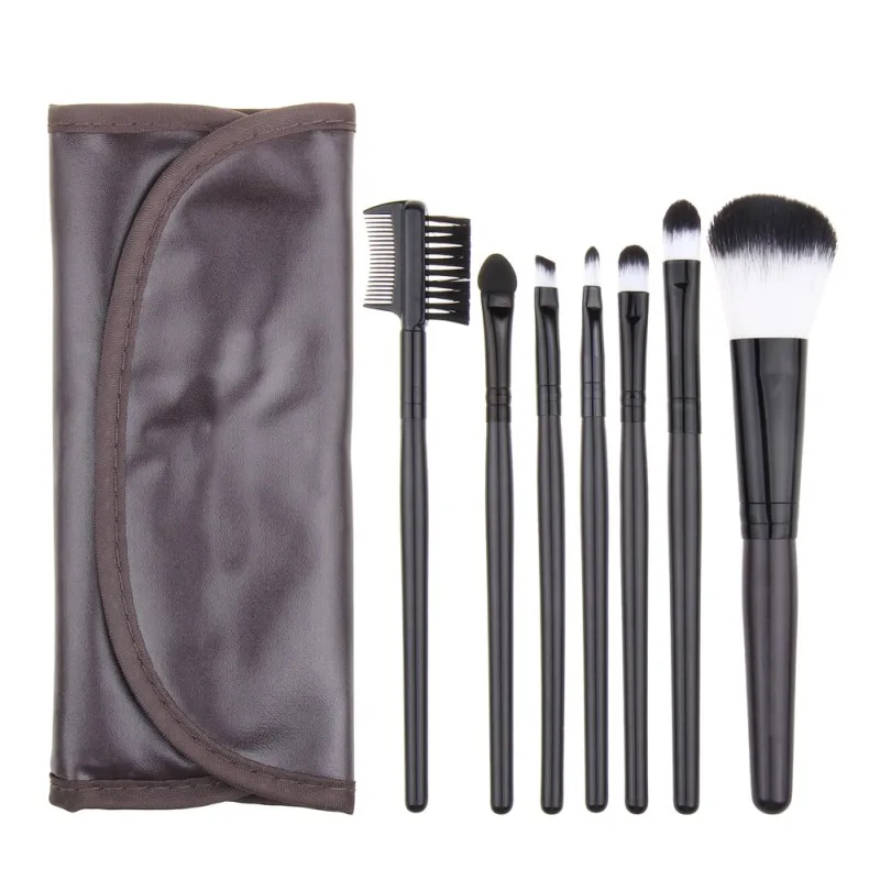 7pcs PU Leather Bag Make up Tools Eyeshadow Cosmetic Kit Foundation Brush Professional Makeup Brushes Set | Красота и здоровье