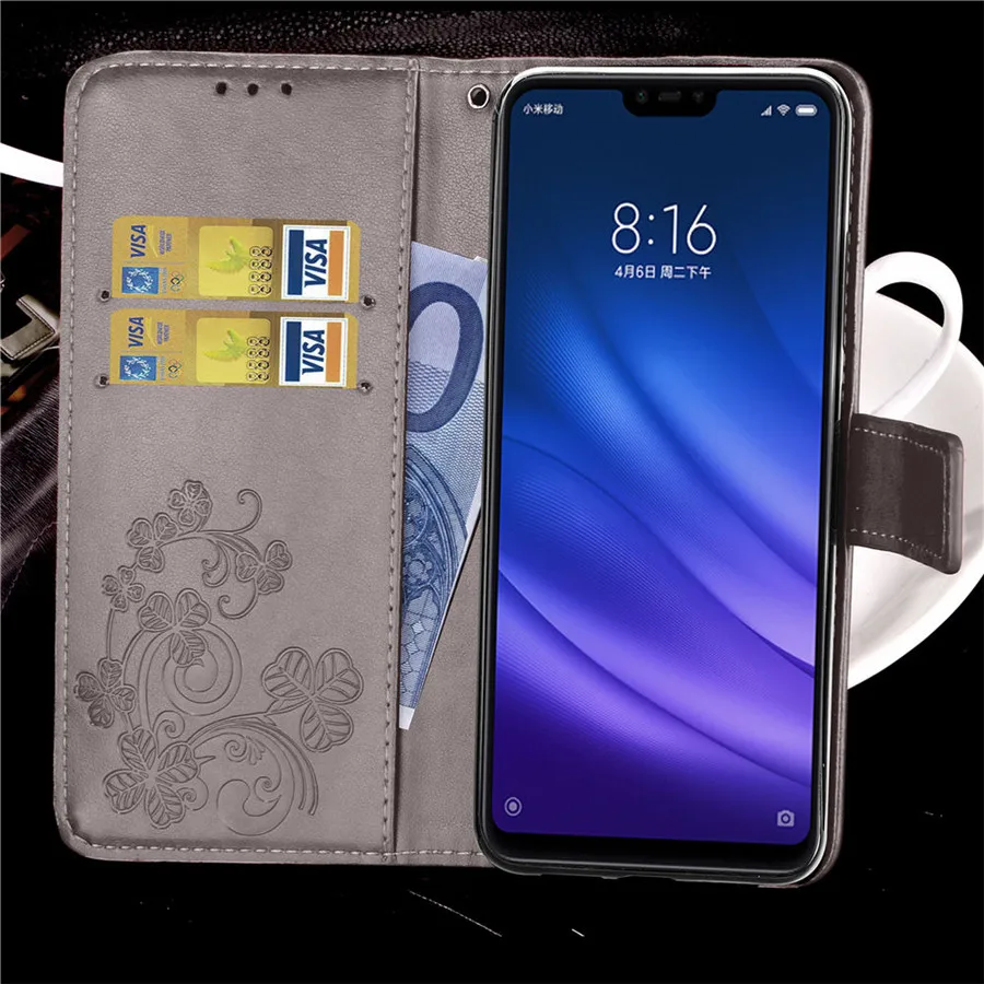 Чехол для xiaomi Mi 8 Lite с откидной крышкой 6 26 дюймов цветочным узором магнитный