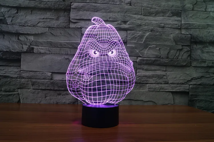 2017 Забавный мультяшный рисунок Груша Дизайн 3D USB светодиодный светильник крутая