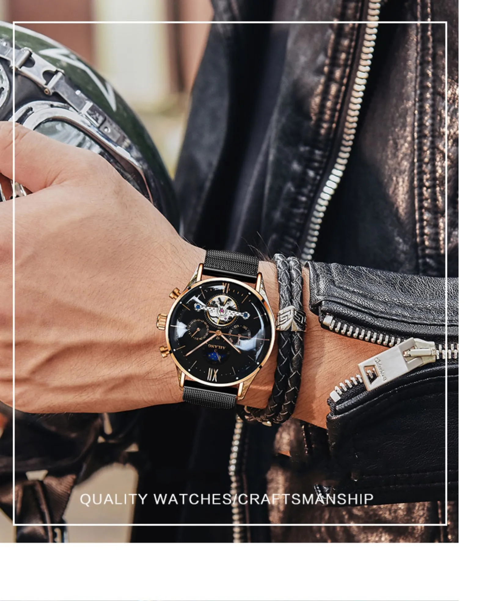 AILANG Relojes часы мужские наручные часы спортивные часы со скелетом 30 м водонепроницаемые автоматические механические часы из нержавеющей стали