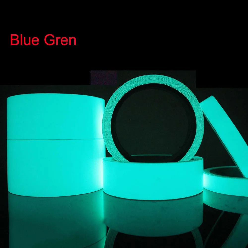 Green Blue Keythemelife 5 м светящиеся ленты Предупреждение ющие полосы Светящиеся в темноте DIY аварийные линии стены стикеры флуоресцентные лестницы линии PET A - Цвет: Green Blue