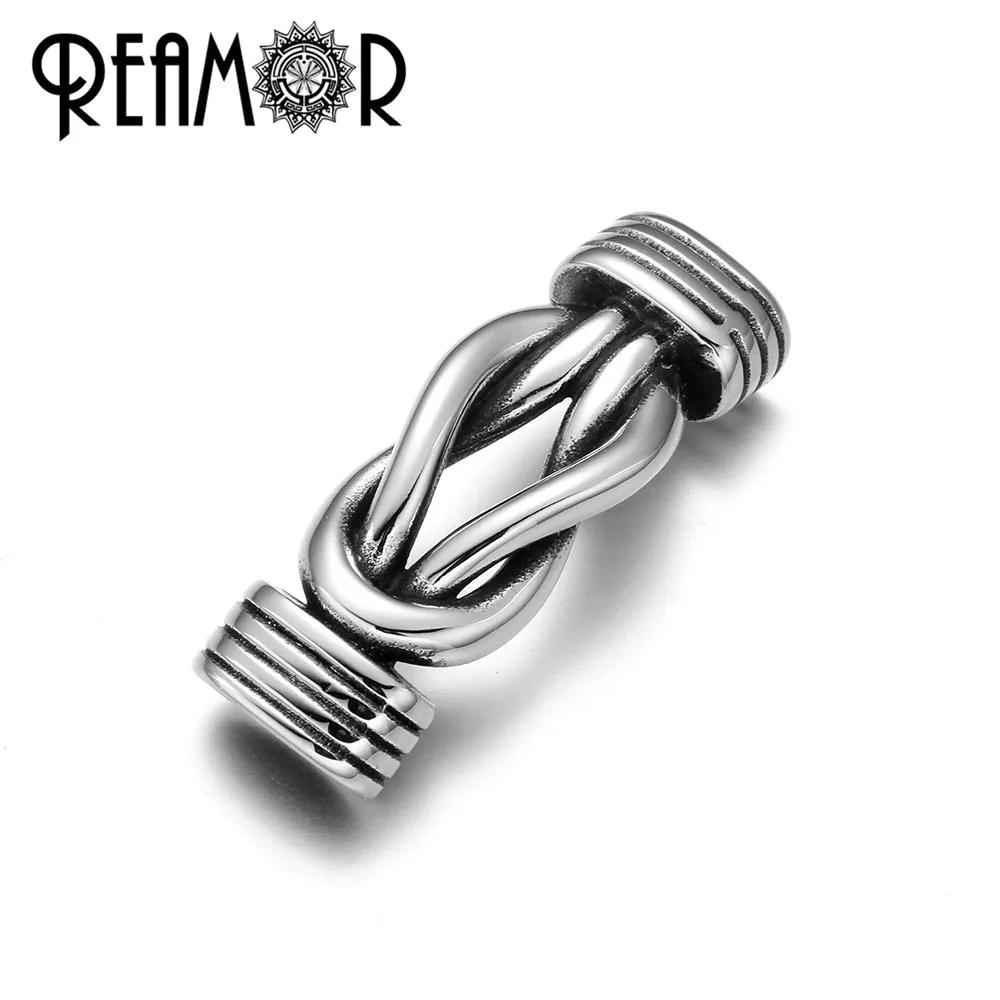REAMOR 5 шт. коннекторы из нержавеющей стали 316l Infinity knot для кожаных мужских браслетов