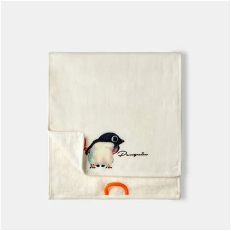 Penguin cream 24x50 см хлопок животных мочалка мягкая впитывающая жаккардовое полотенце для рук s Домашний Детский ванная комната удобное полотенце для лица - Цвет: Penguin cream
