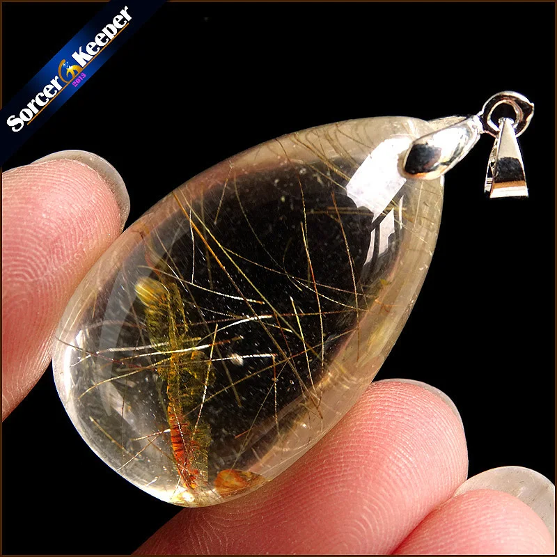 Натуральные камни rutilaed Quartz кулон волосы Кристалл Бесплатная ожерелье минерал