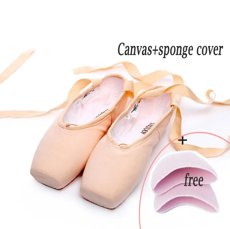 canvas sponge cover Балетная обувь для девочек; обувь для танцев; парусиновые/атласные Танцевальные Кроссовки с губкой/силиконовыми носками; B12 - Цвет: canvas sponge cover