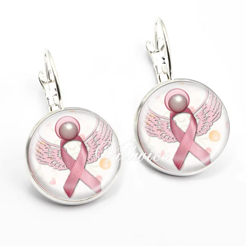 Серьги в виде сердца с изображением рака груди|glass heart earrings|breast cancer earringsearrings for |