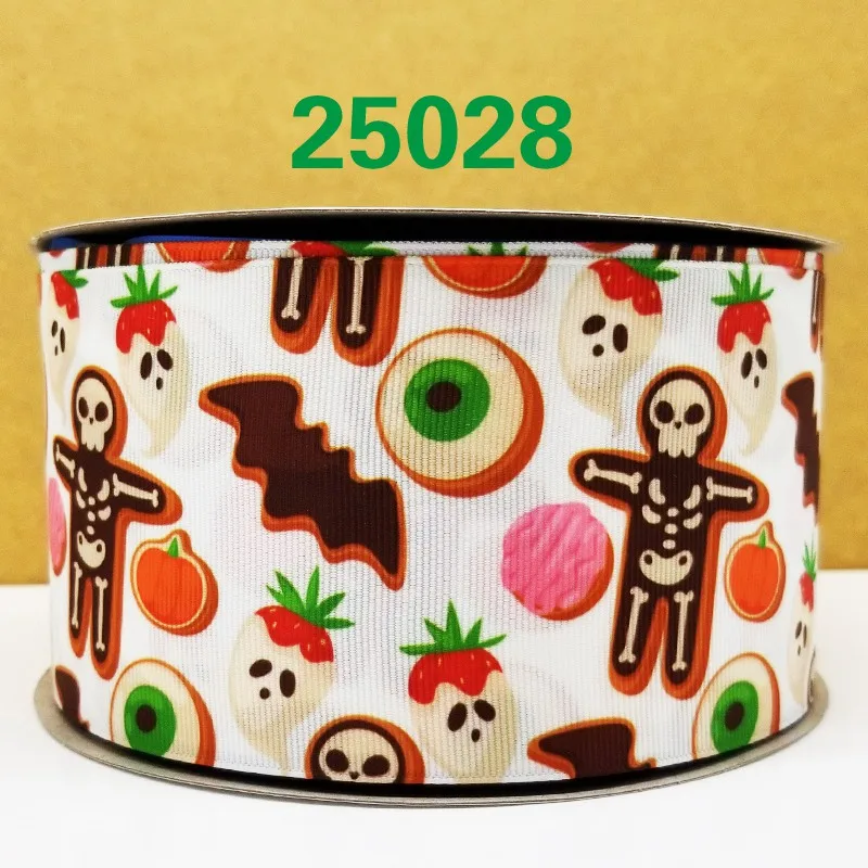 Бесплатная доставка 50 ярдов мультфильм Хэллоуин печатных grosgrain ленты 25033 | Дом и