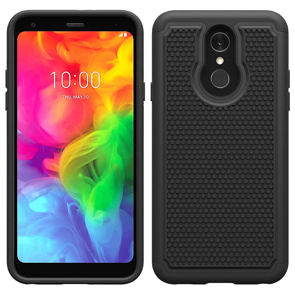 Двухслойный гибридный защитный чехол для LG Q7 сверхпрочный Мягкий ТПУ и жесткий