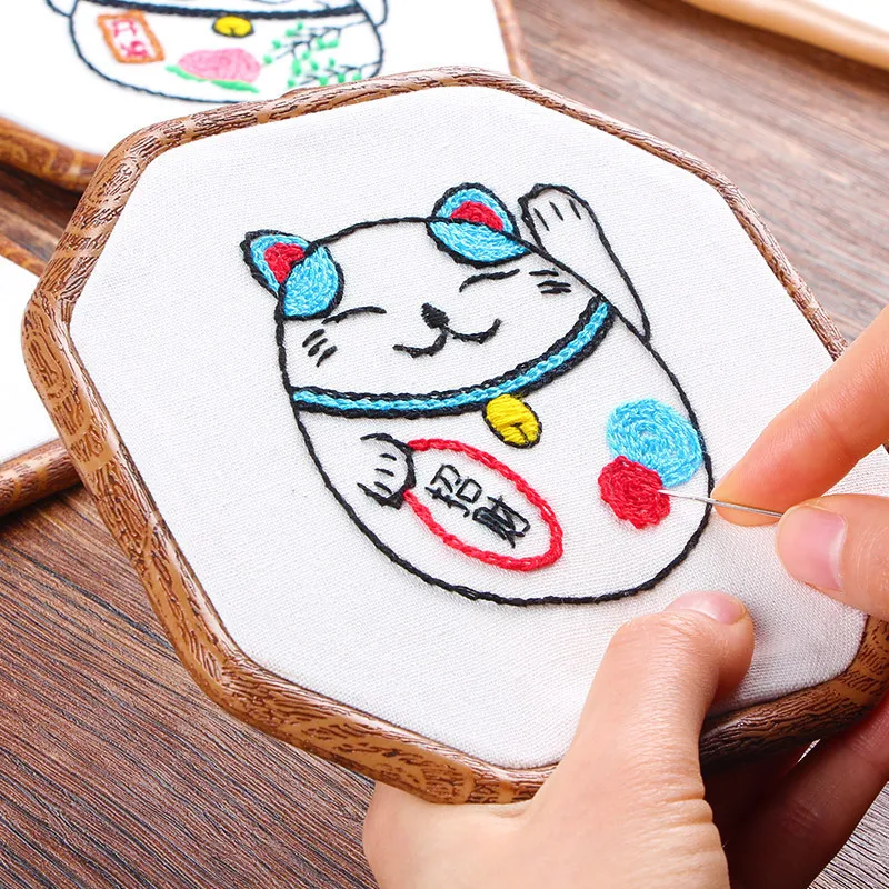 DIY Вышивка Lucky Cat ручная работа рукоделие для начинающих аксессуары дома набор