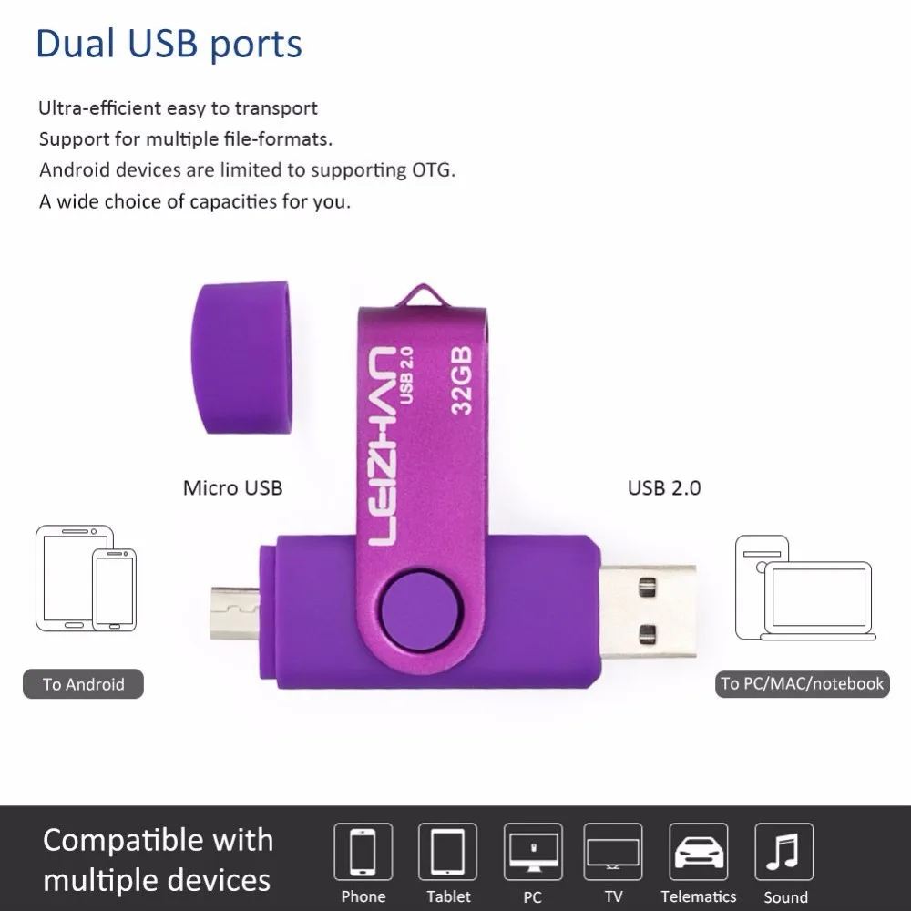Leizhan флэш накопитель USB OTG 2.0 4 ГБ телефона Android Micro 8 16 memory stick 32 usb диск 64 флешки|64gb