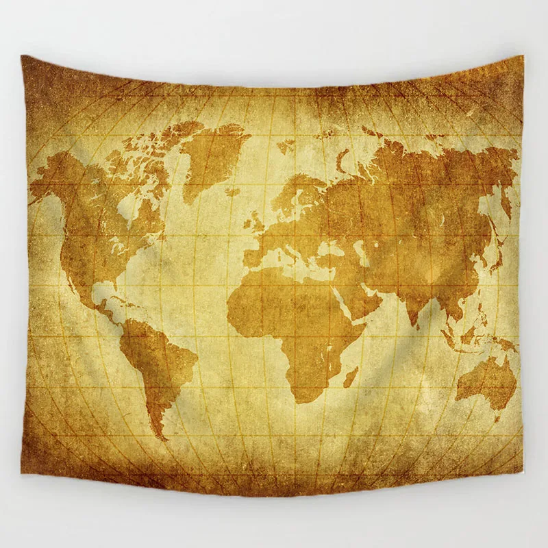 Синий мир Географические карты серии узор полиэстер Гобелены красочный