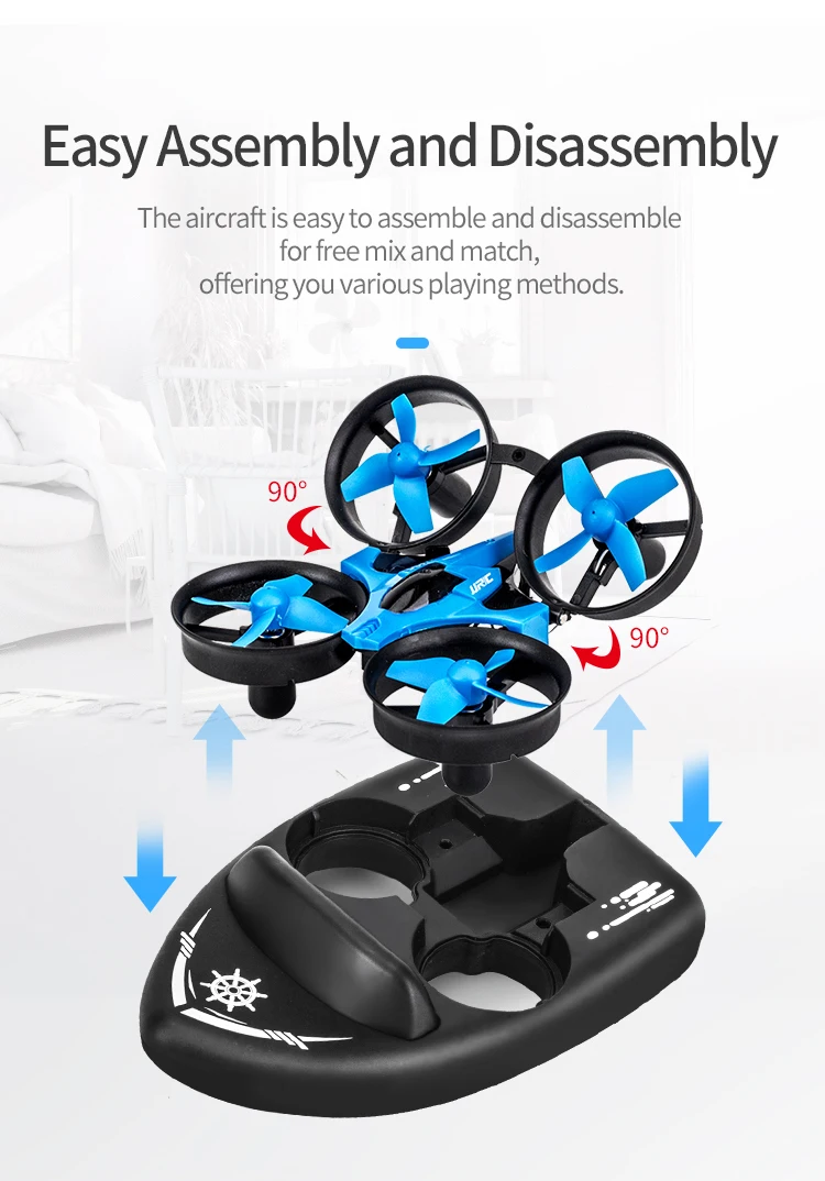 JJRC H36F Радиоуправляемый Дрон 3 в 1 Радиоуправляемый Дрон лодка поддержка Летающий воздух/лодка/земля Вождение высота Удержание Безголовый режим Радиоуправляемый квадрокоптер