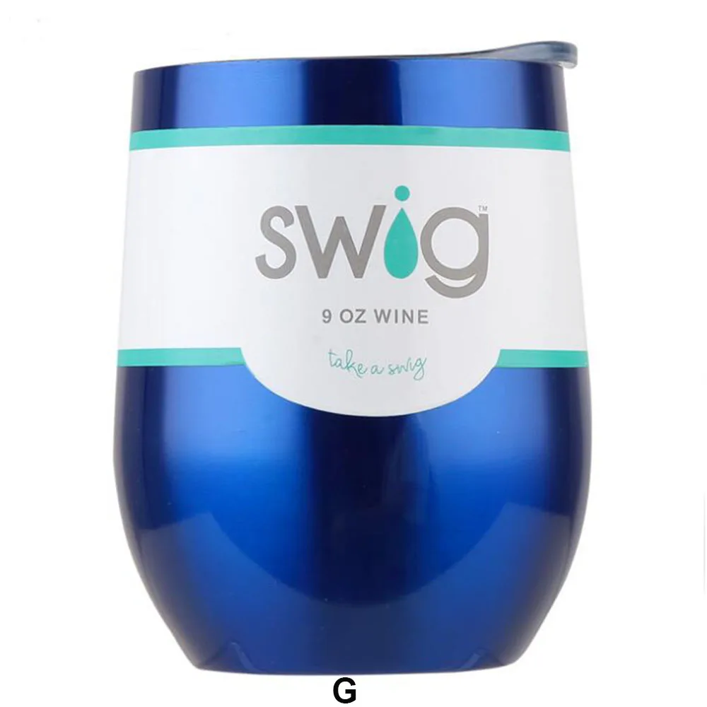 swig Swig кружки винного цвета Termos Tumber кружка из нержавеющей стали Термос Stemless 9oz с крышками - Цвет: swig