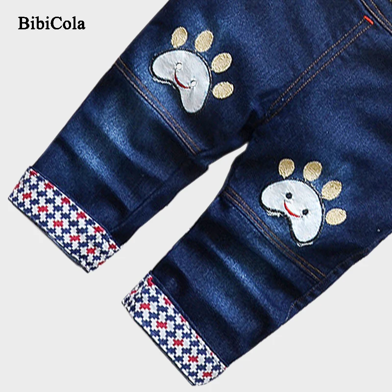 Джинсы для девочек BibiCola классические ковбойские брюки на лямках штаны маленьких